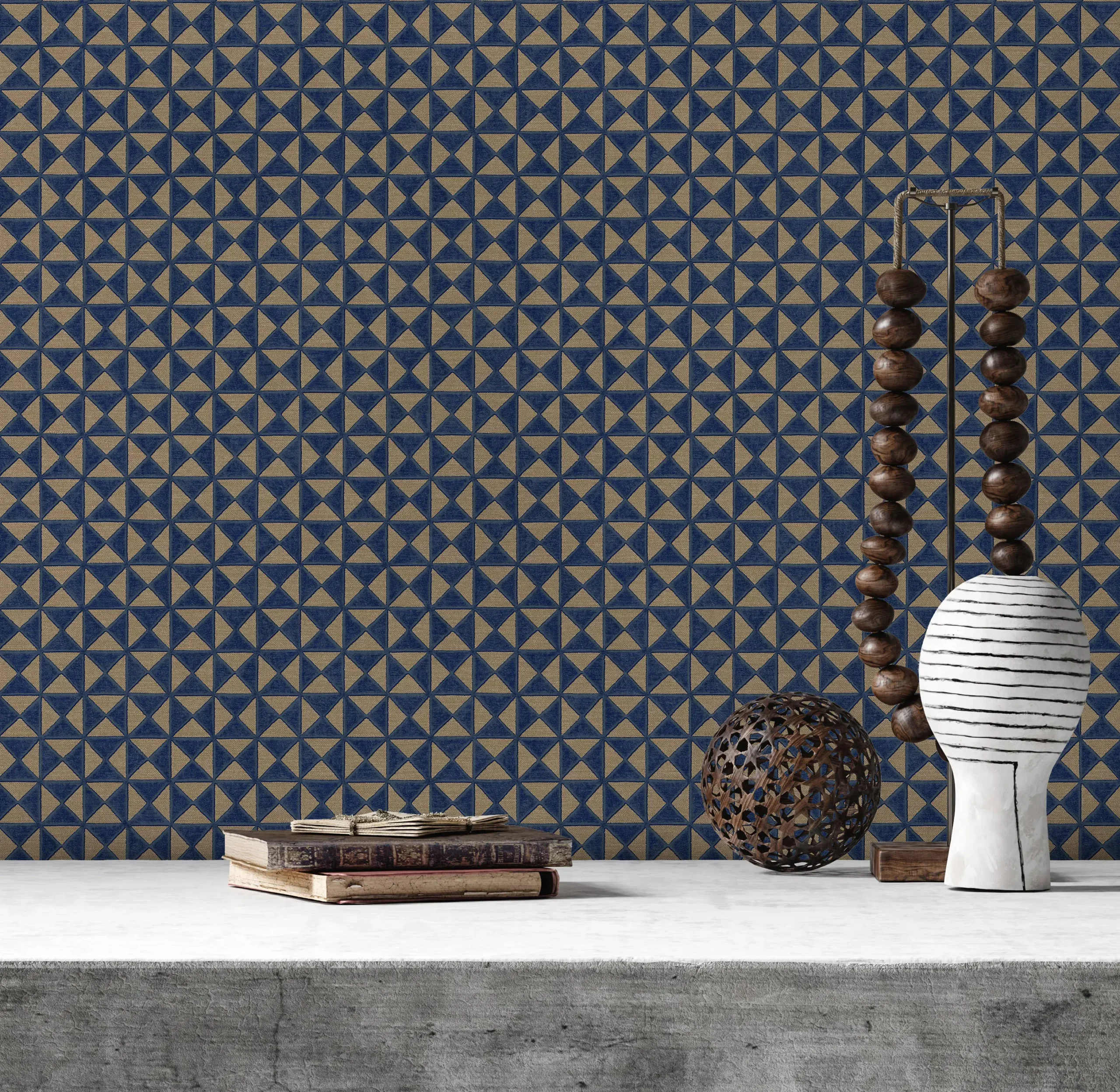 Blue Embossed Wallpaper – Glittering Accents (24105-4)
